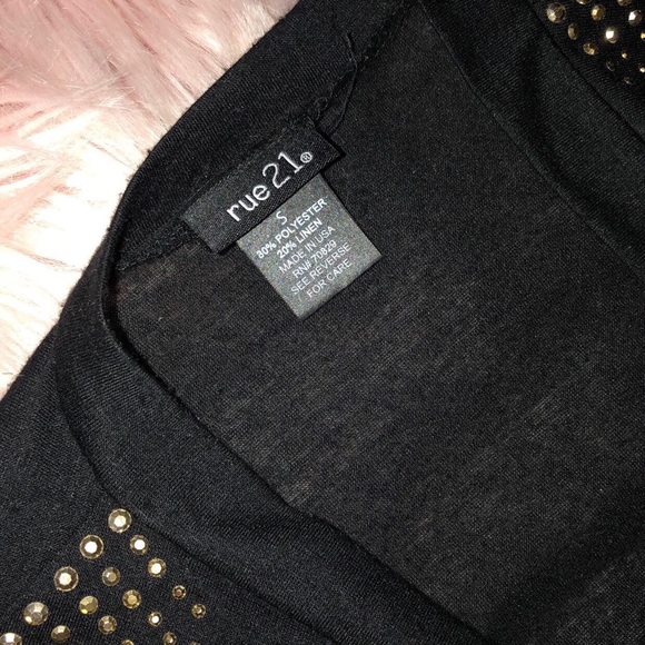 Black cardigan with gold rhinestones on shoulders - Picture 2 of 4